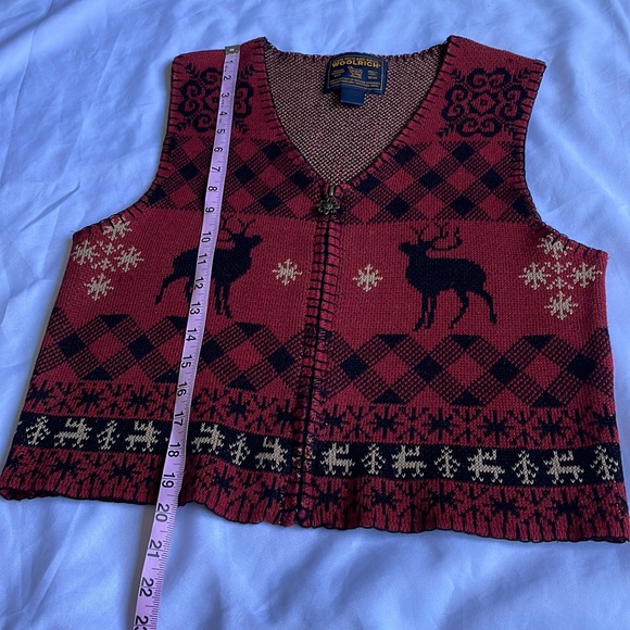Woolrich Cottage Cabin Moose Zipper Sweater Vest - Picture 8 of 13